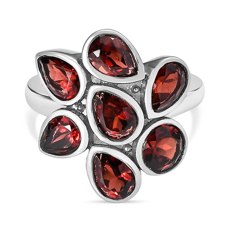 Roter Granat Ring Edelstahl ca. 3,85 ct