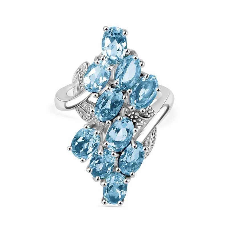Himmelblauer Topas Ring Edelstahl ca. 6,41 ct