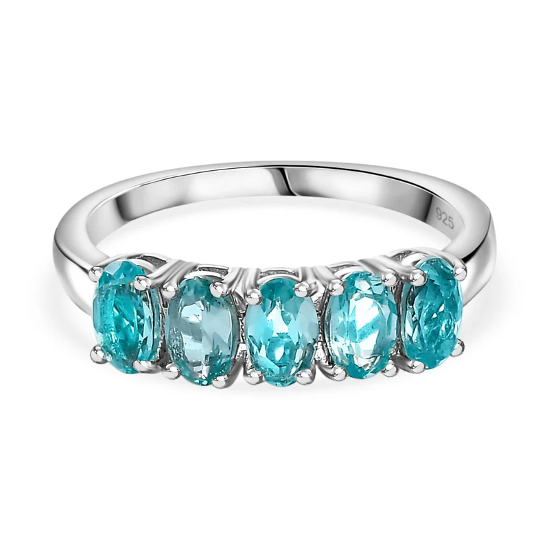 Paraiba-Apatit Ring 925 Silber platiniert ca. 1,14 ct