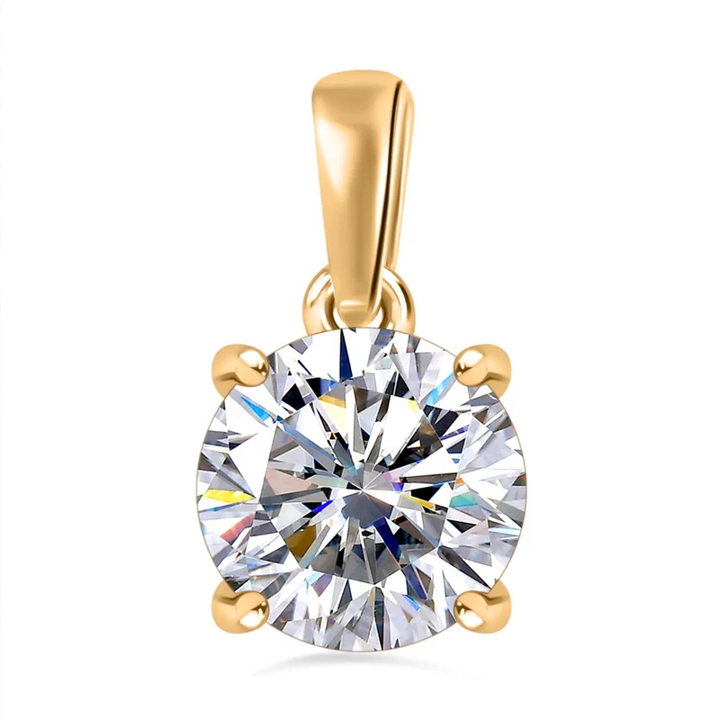 Moissanit Anhänger 925 Silber 750 Gelbgold Vermeil ca. 1.73 ct