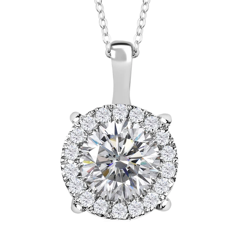 Moissanit Anhänger mit Kette ca. 50 cm, 925 Silber 750 Roségold Vermeil ca. 2.07 ct