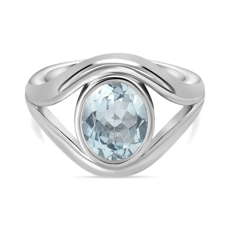 Himmelblauer Topas Ring, Edelstahl ca. 2.81 ct