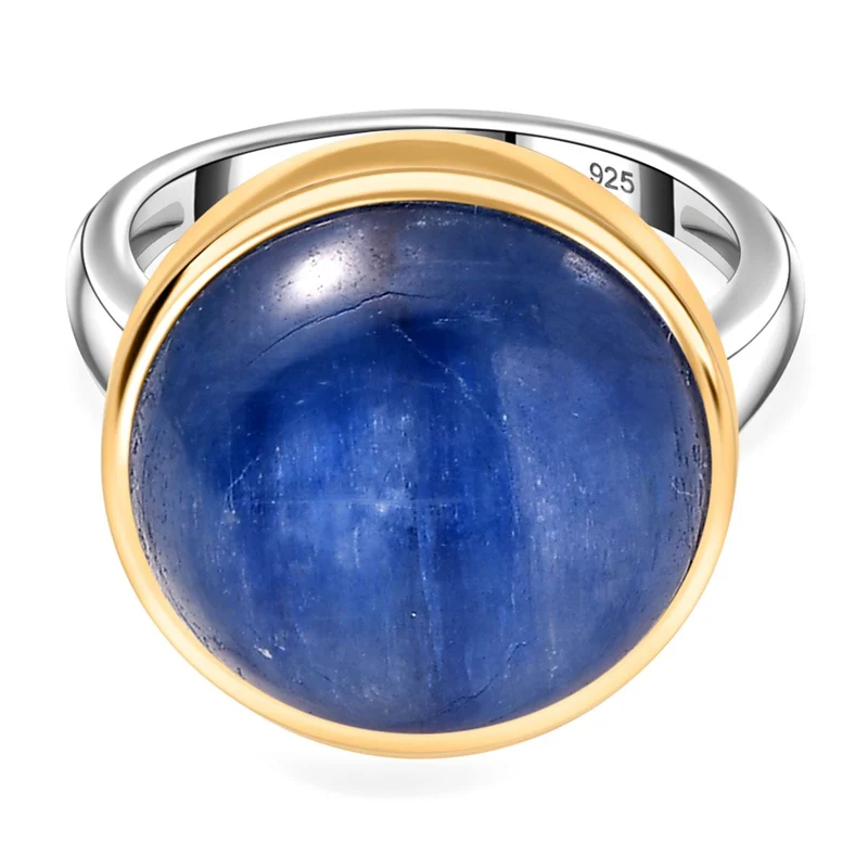 Kyanit Ring 925 Silber platiniert und vergoldet ca. 14,91 ct