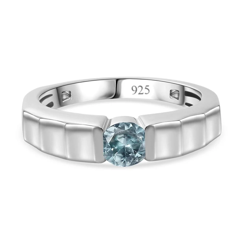 Blauer Zirkon Ring 925 Silber platiniert ca. 0,67 ct