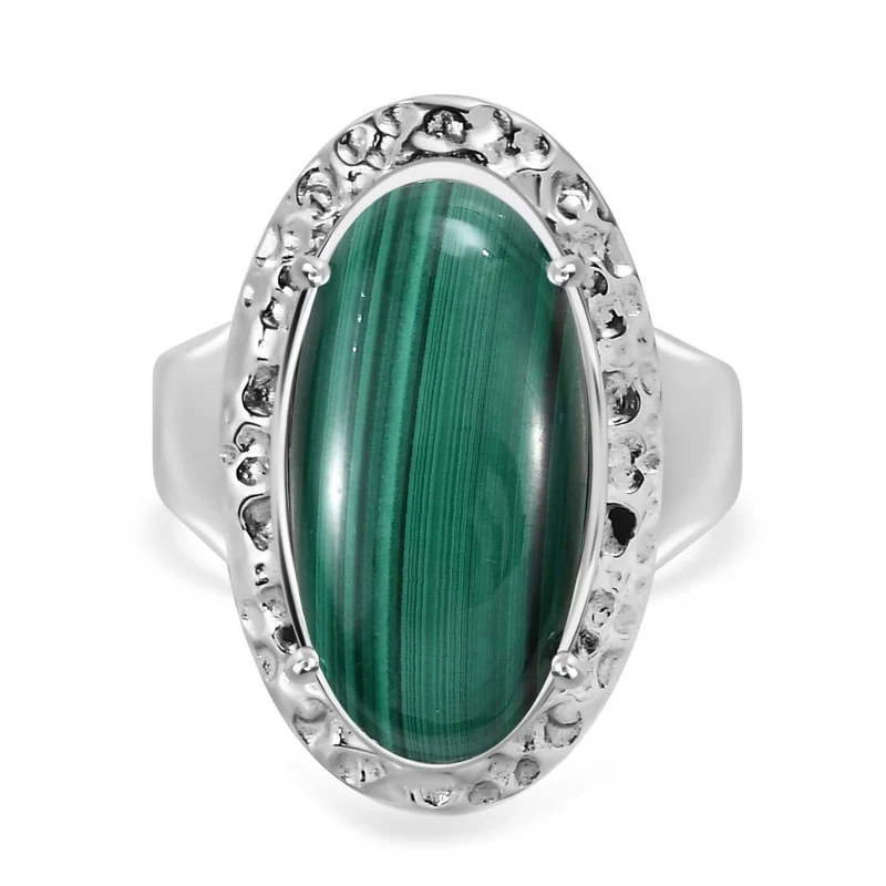 Malachit Ring, Edelstahl ca. 15.06 ct