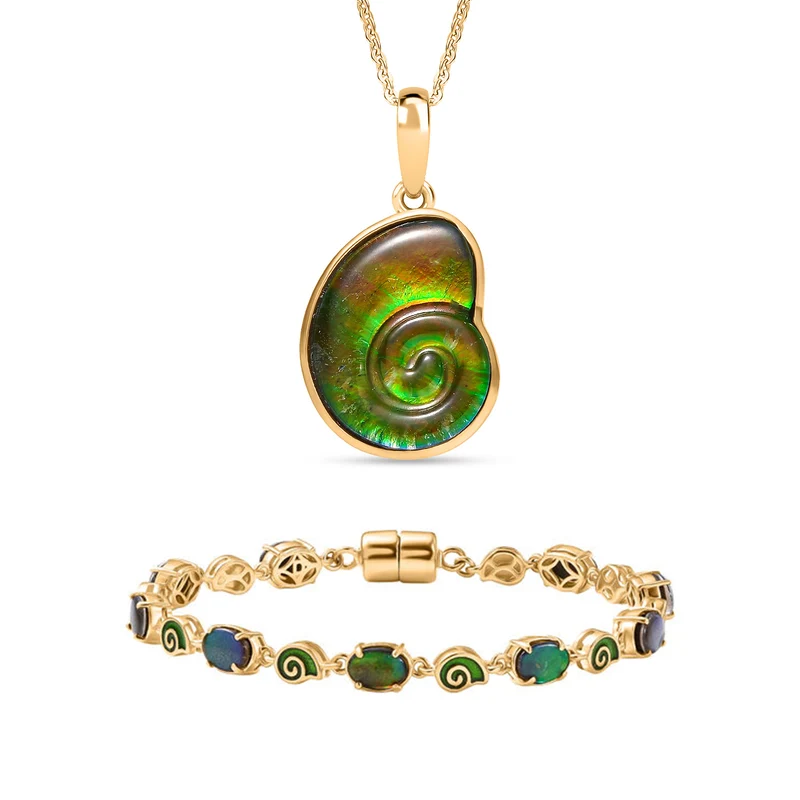 D'Joy Ammolit 19cm Armband und Anhänger mit 50cm Kette
