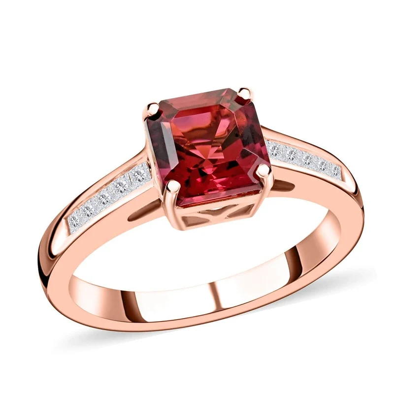 AAA Rubellit, Weißer Diamant Ring 750 Gold ca. 1,75 ct