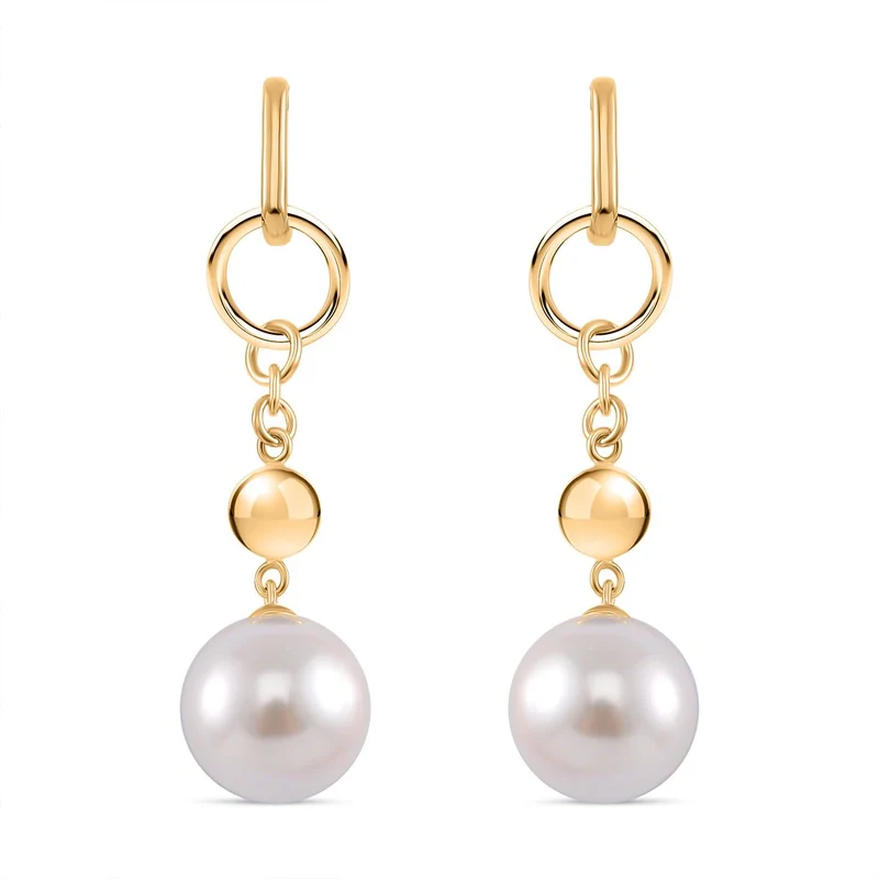 Sleeping Beauty Türkis farbe Muschelperle Ohrringe 925 Silber 750 Gelbgold Vermeil