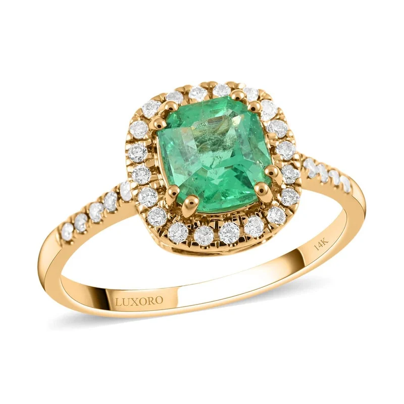 AAA Kolumbianischer Smaragd, Weißer Diamant Ring 585 Gold ca. 1.65 ct