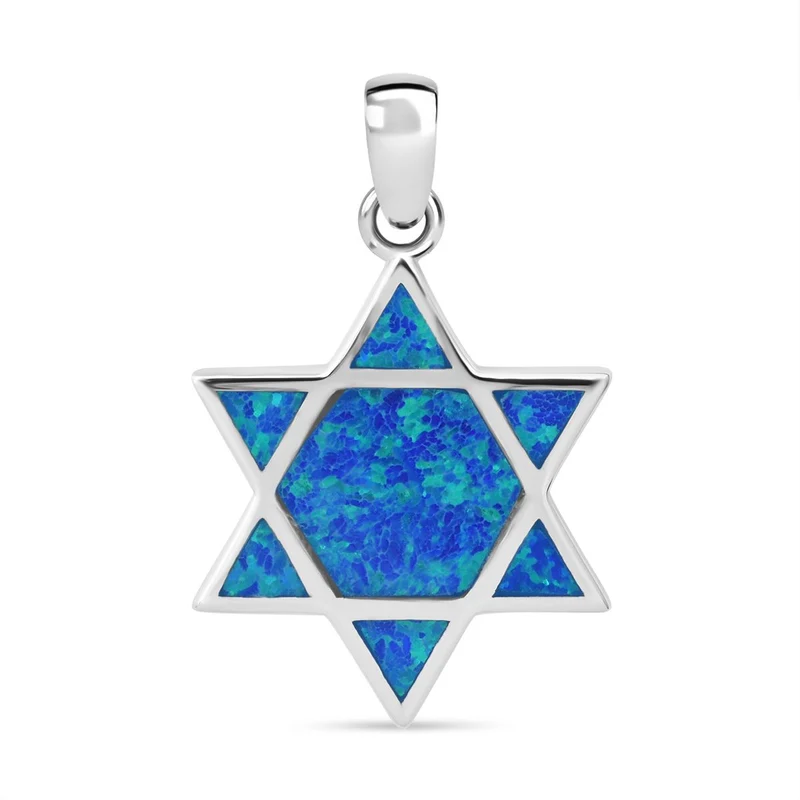 Simulierter Blauer Opal Anhänger 925 Silber rhodiniert