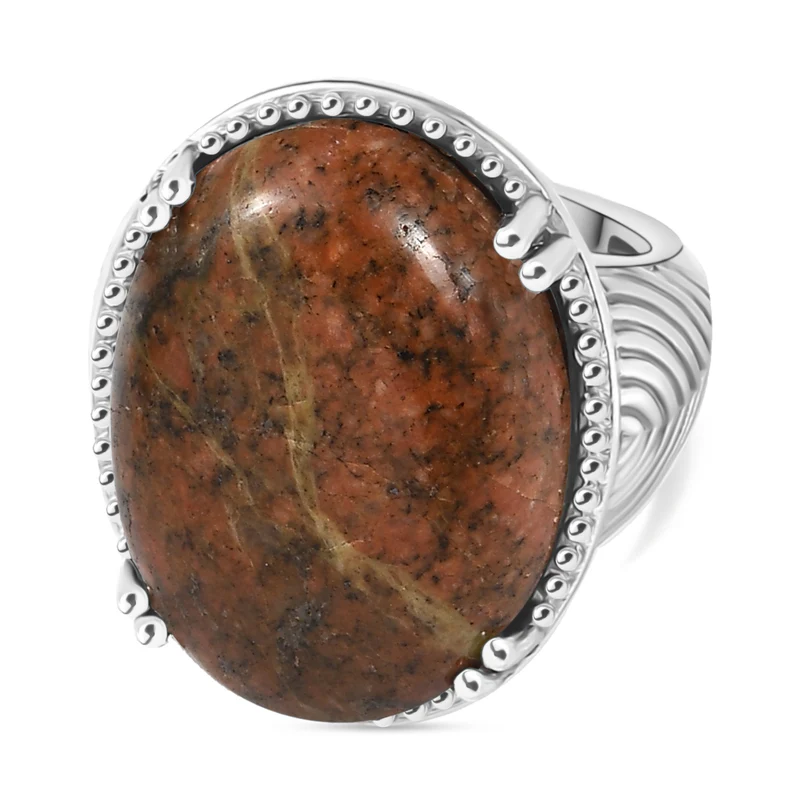Unakite Ring Edelstahl ca. 31,31 ct