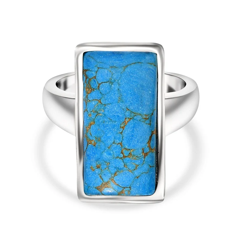 Blaues Türkis Ring 316L Edelstahl ca. 9.16 ct