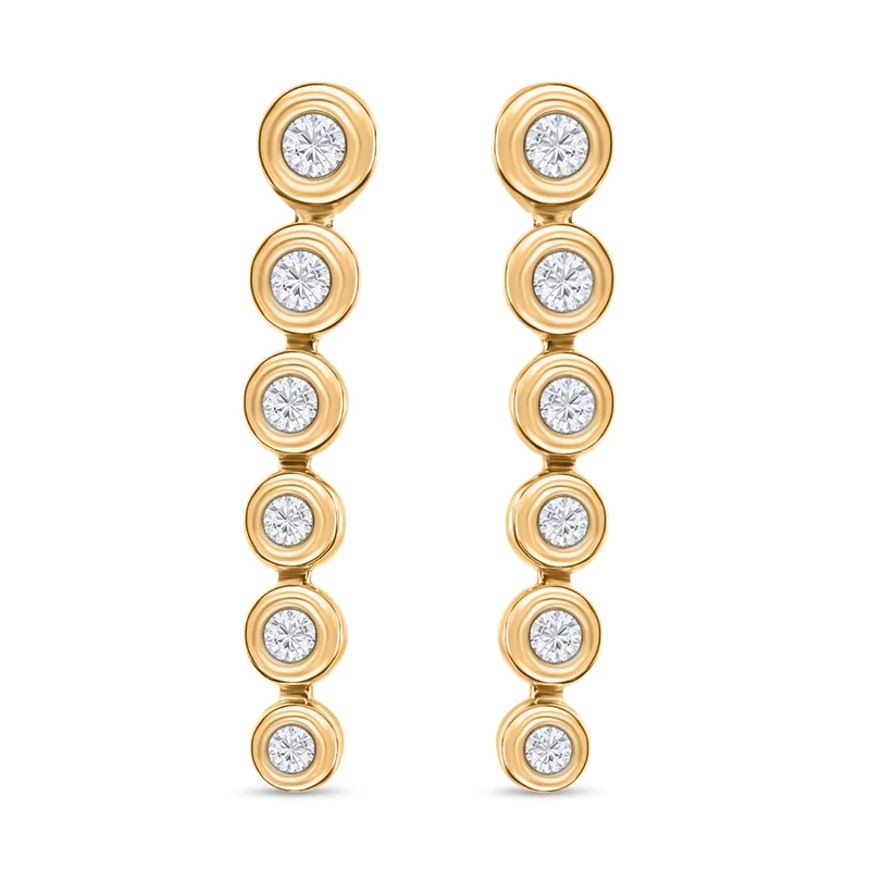 Moissanit Ohrringe, 925 Silber Gelbgold Vermeil, ca. 0.74 ct