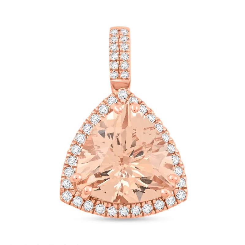 AAA Morganit, Weißer Diamant Anhänger 417 Gold ca. 5,05 ct.