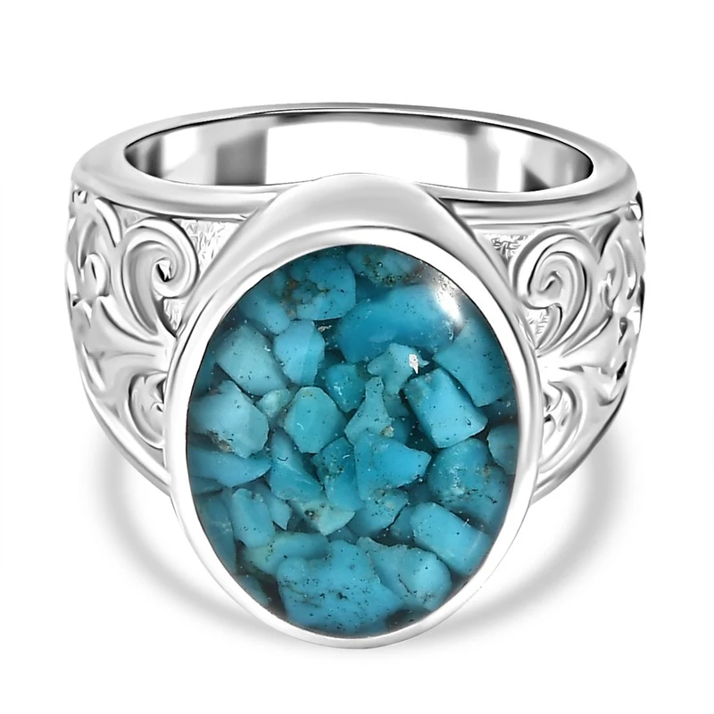 Sleeping Beauty Matrix Türkis Ring 950 Kupfer ca. 7,00 ct