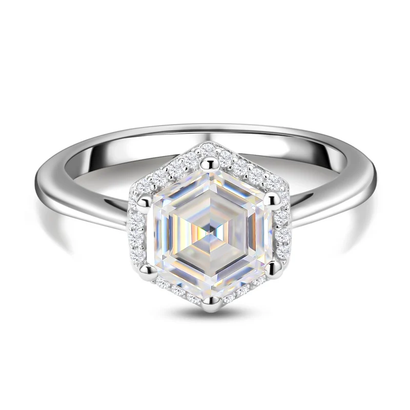 Moissanit Ring, 925 Silber rhodiniert ca. 2.65 ct