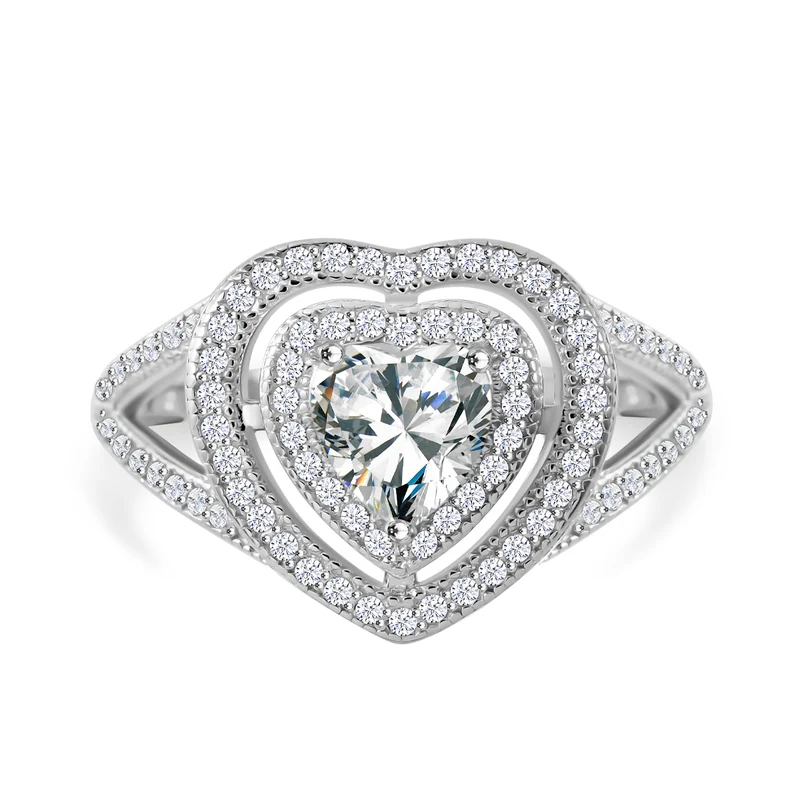 LUSTRO STELLA -Weißer Zirkonia Ring 925 Silber rhodiniert