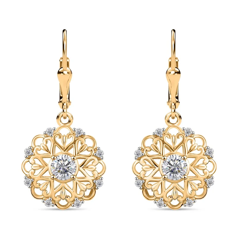 Moissanit Ohrringe 925 Silber 750 Gelbgold Vermeil