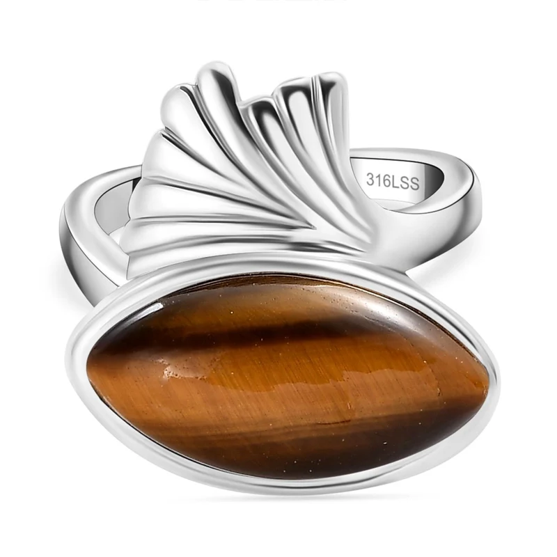 Tigerauge Ring Edelstahl ca. 6,90 ct