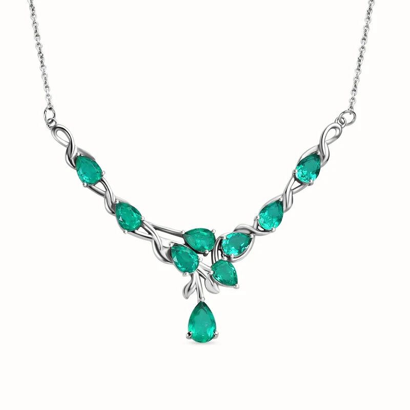 Smaragd-Quarz Triplette Halskette ca. 45 cm Edelstahl ca. 8,03 ct.