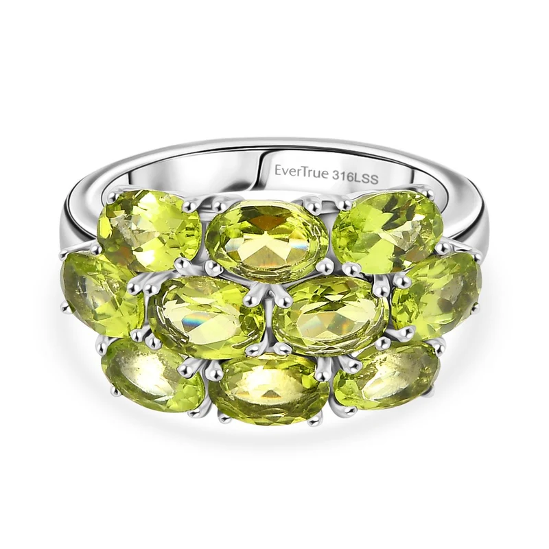 Natürlicher Peridot Ring 316L Edelstahl ca. 5.12 ct