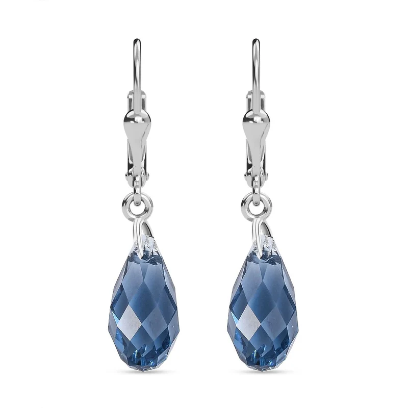 J Francis J Francis gefertigt mit SWAROVSKI Denim Blau Swarovski Kristall Ohrringe 925 Silber platiniert