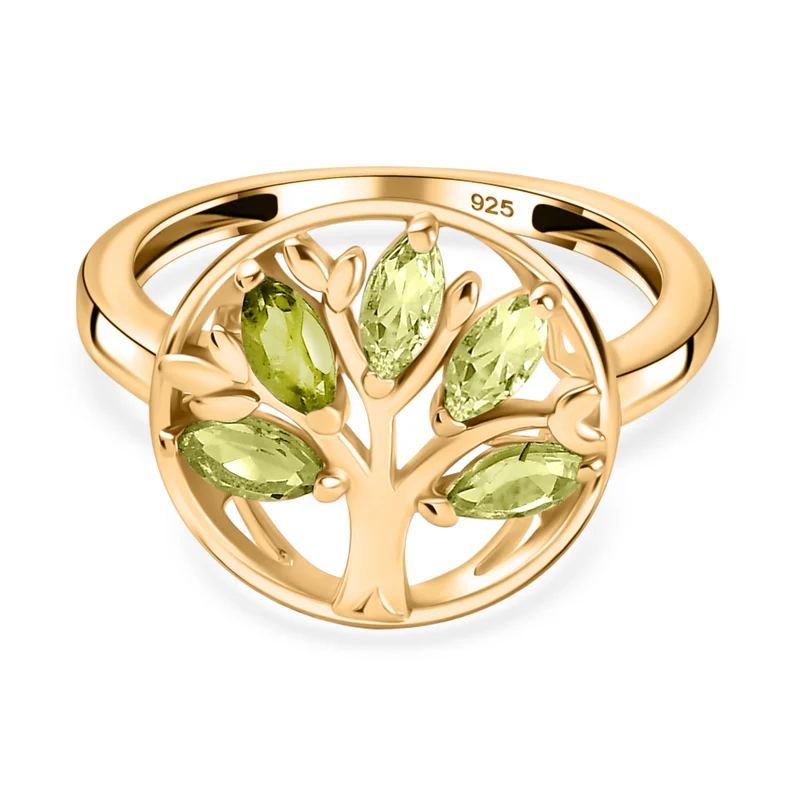 Peridot Ring 925 Silber Gelbgold Vermeil ca. 0,77 ct