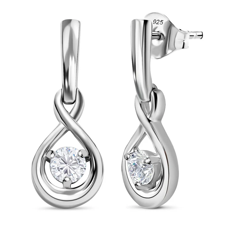 Moissanit Ohrringe 925 Silber platiniert ca. 0.46 ct