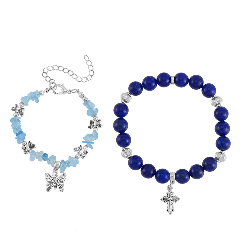 Lapislazuli, Aquamarin Schmuckset Legierung Schwarz oxidiert ca. 200.00 ct