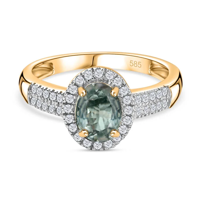 AAA Alexandrit, Weißer Diamant Ring, 585 Gold , ca. 1.28 ct
