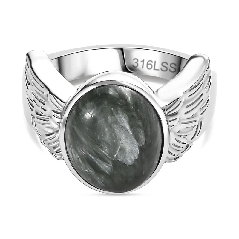 Sibirischer Seraphinite Ring Edelstahl ca. 4,76 ct