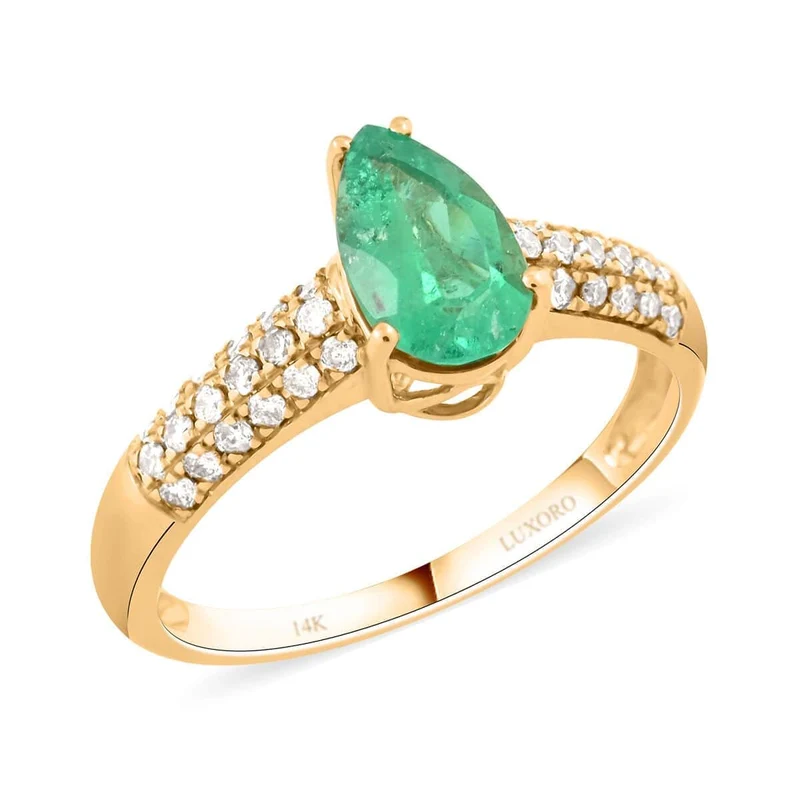 AAA Kolumbianischer Smaragd, Weißer Diamant Ring 585 Gold ca. 1.50 ct