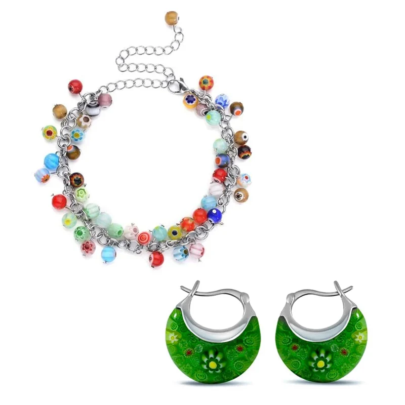 Grune Murano-Stil Set