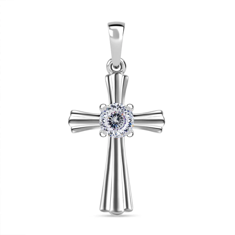 120 Facetten Moissanit Anhänger 925 Silber rhodiniert ca. 0.45 ct