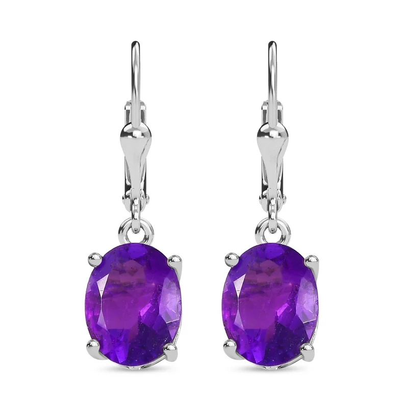 AA Afrikanischer Amethyst Ohrringe 925 Silber platiniert ca. 4,60 ct.