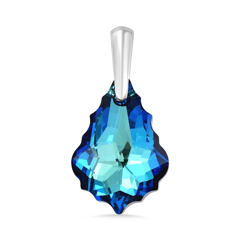 J Francis gefertigt mit SWAROVSKI Bermuda blau Swarovski Kristall Anhänger 925 Silber rhodiniert
