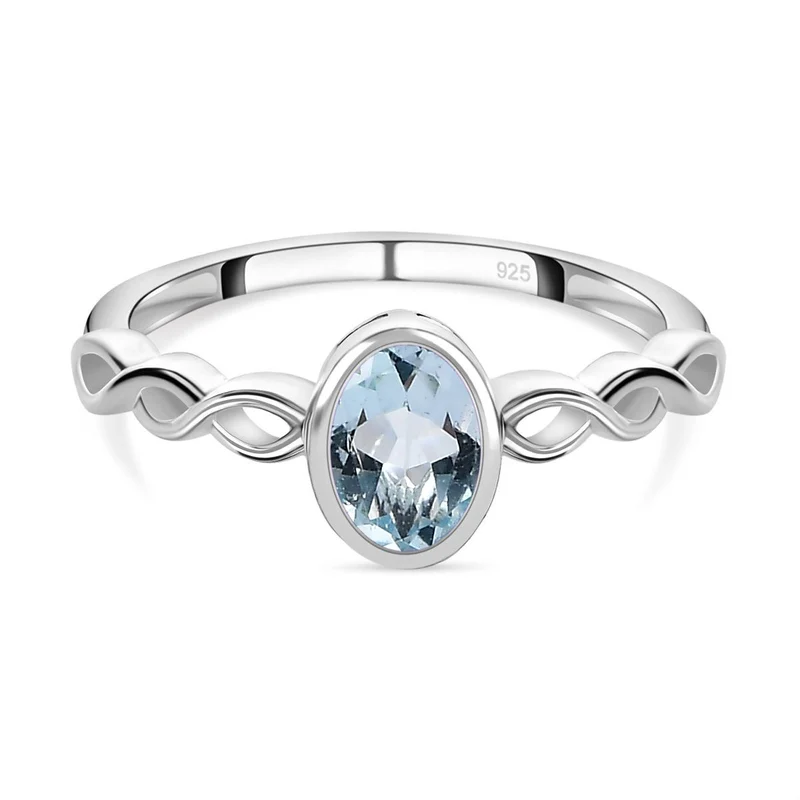 Himmelblauer Topas Ring, 925 Silber ca. 0.89 ct