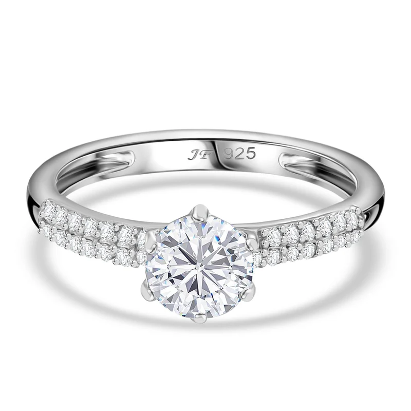 J Francis gefertigt mit SWAROVSKI Weißer Swarovski Kristall Ring 925 Silber rhodiniert
