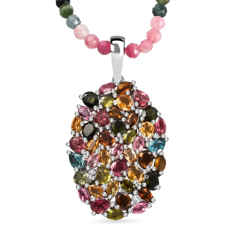 Mehrfarbig-Turmalin Schmuckset 925 Silber rhodiniert ca. 39.67 ct