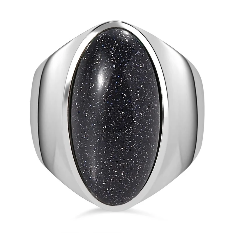 Blauer Sandstein Ring Edelstahl ca. 9,66 ct