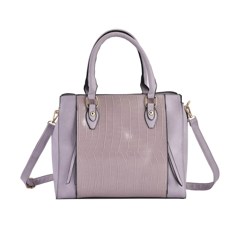 Crossbody-Tasche mit Kroko-Prägung, Größe 33x27x10 cm, grau