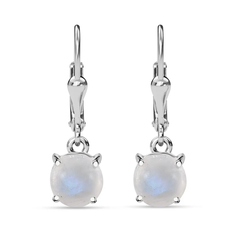 Regenbogen Mondstein Ohrringe 925 Silber ca. 3,33 ct.