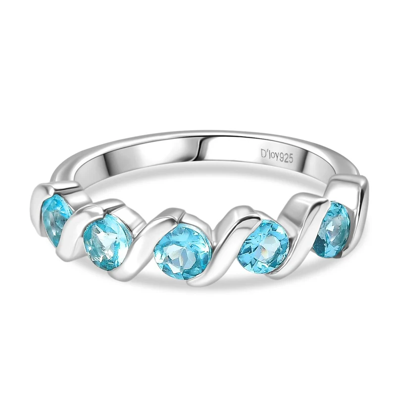Djoy AA Betroka Blauer Apatit Meeresrauschen Ring 925 Silber rhodiniert ca. 0.99 ct