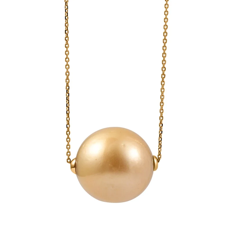 AAA Goldene Südsee Perle (16-17 mm) Halskette ca. 50 cm 750 Gelb Gold