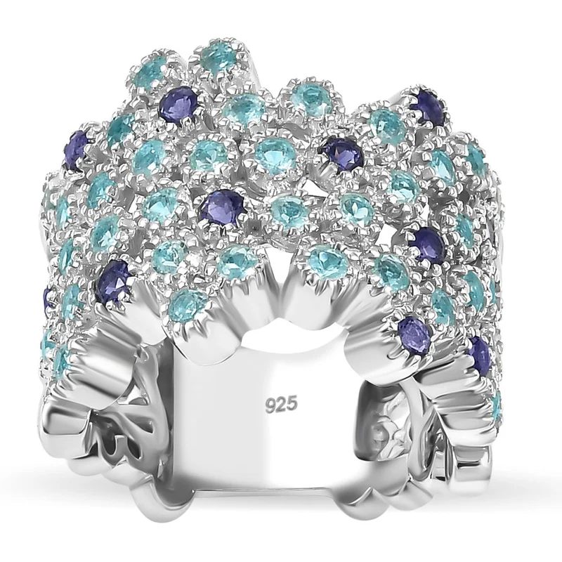 SEA LIFE KOLLEKTION - AA Lagunen Apatit, Iolit Ring 925 Silber rhodiniert ca. 2.01 ct