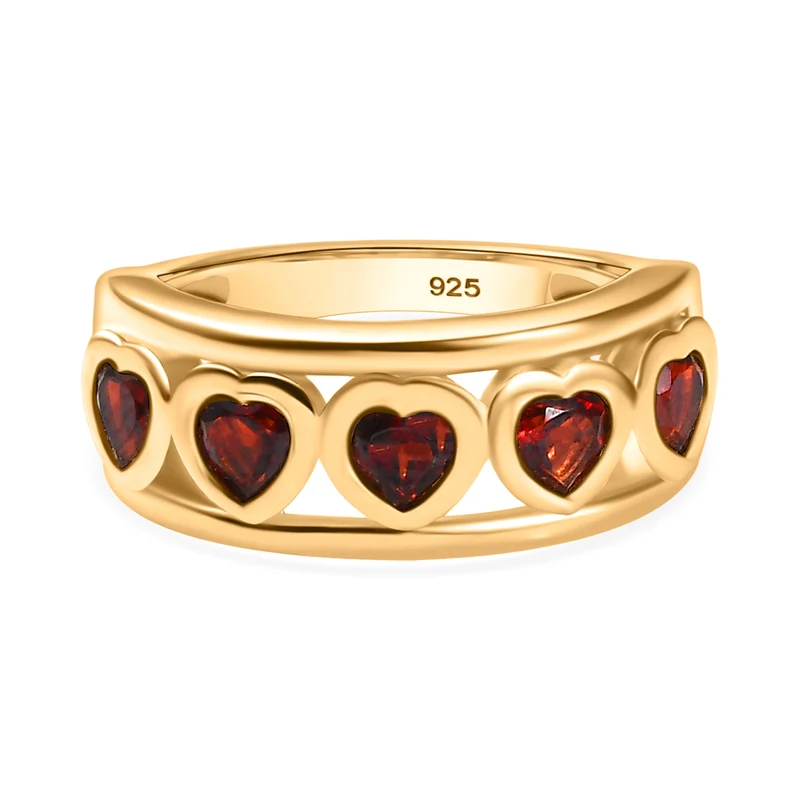 Mosambik Granat Ring 925 Silber 750 Gelbgold Vermeil ca. 1,42 ct