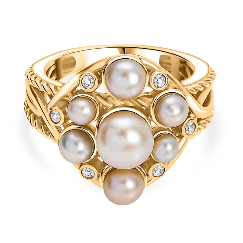 Süßwasser Perle (6-6.5 mm) Ring Nickelfreies Messing