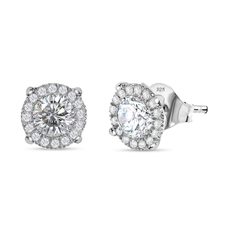 Moissanit Ohrringe 925 Silber rhodiniert ca. 1.82 ct