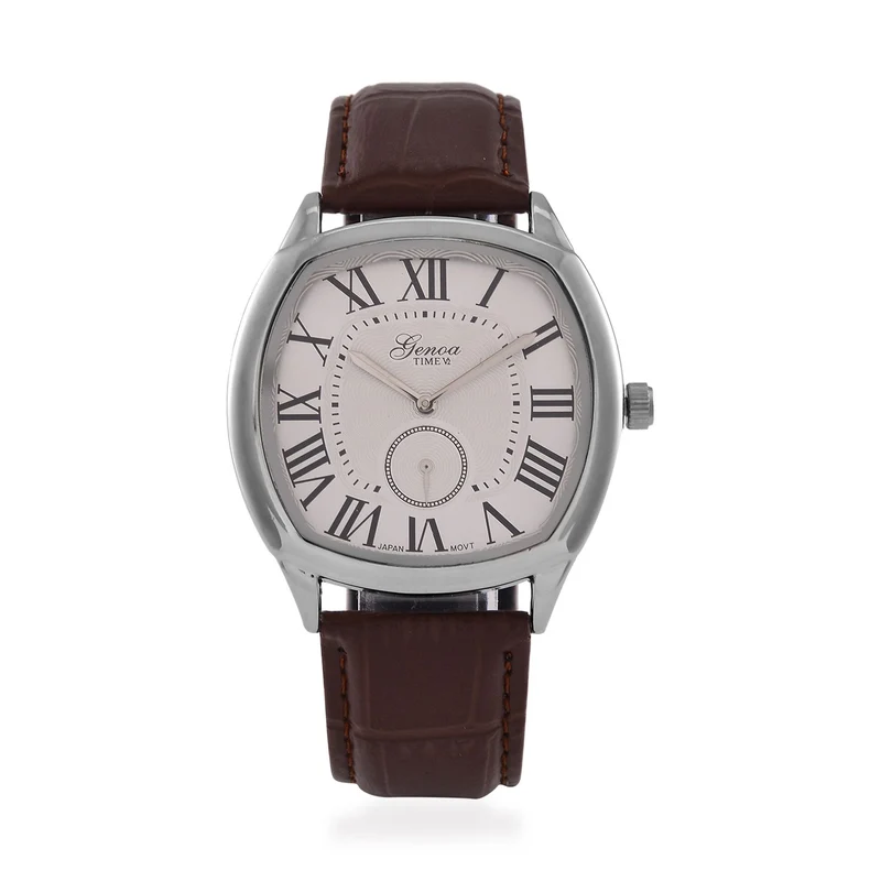 GENOA Limitierte Auflage Miyota Japanese Movement Uhr mit Echtlederarmband - Braun