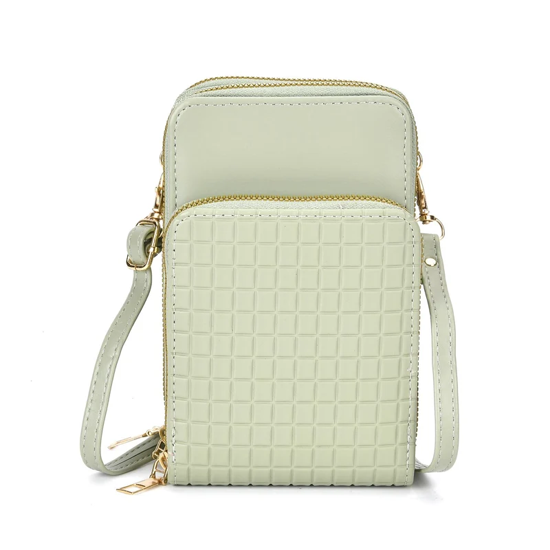 Designer-Umhängetasche mit Kartenfächern und RFID-Schutz und verstellbarem Riemen, 18 x 11 x 8 cm, Beige